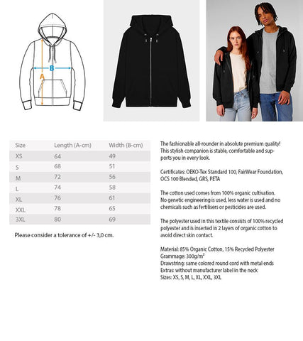 Elegant MK - Unisex Organic Zipper 2.0 ST/ST - 3til9 Clothing
