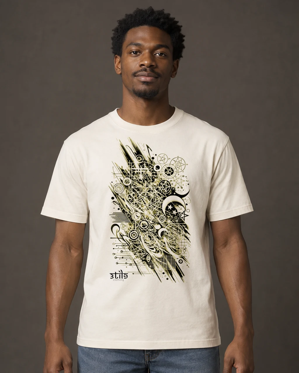 Abstract One Tee on a natural regular-fit T-shirt