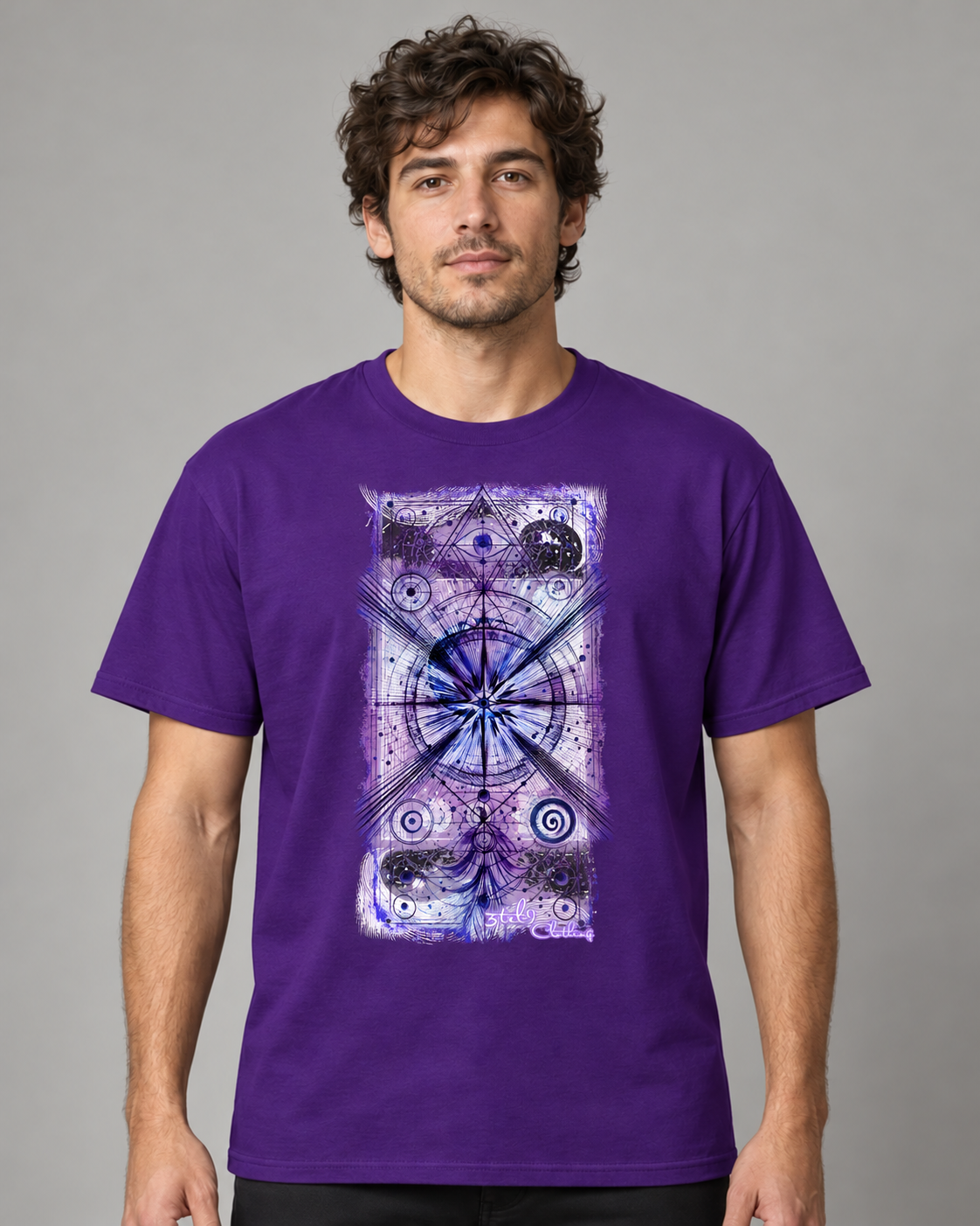 Eye of Will 2015 - enlarged print on a Purple Gildan 64000 worn by the original model; digital illustration