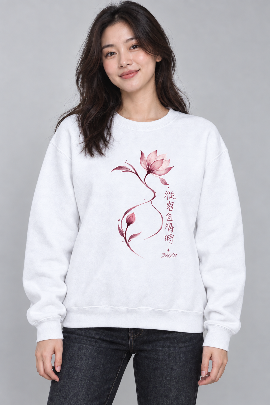 Lily Take Your Time - the original model wearing the same garment with the corrected artwork; digital illustration.