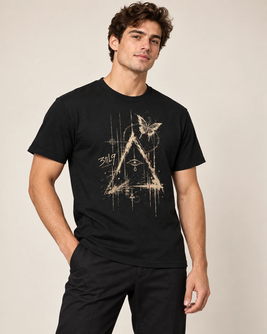 Ascension II — First Light Tee — Black, digital wearing preview