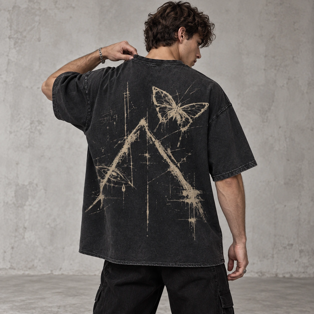 Ascension I — Afterlight Tee — Faded Black, digital wearing preview