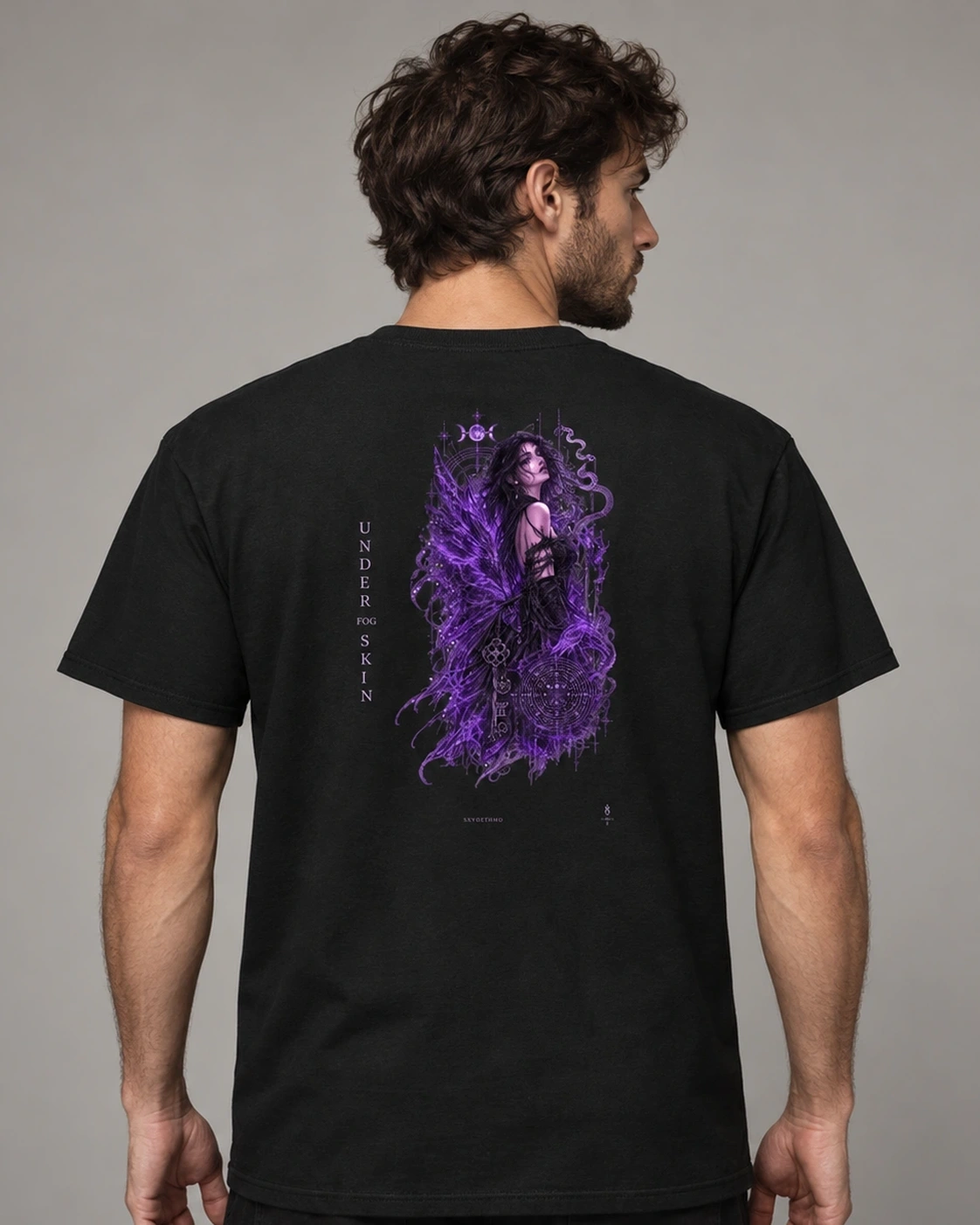 Under Fog Skin Winged Tee — Black, digital wearing preview