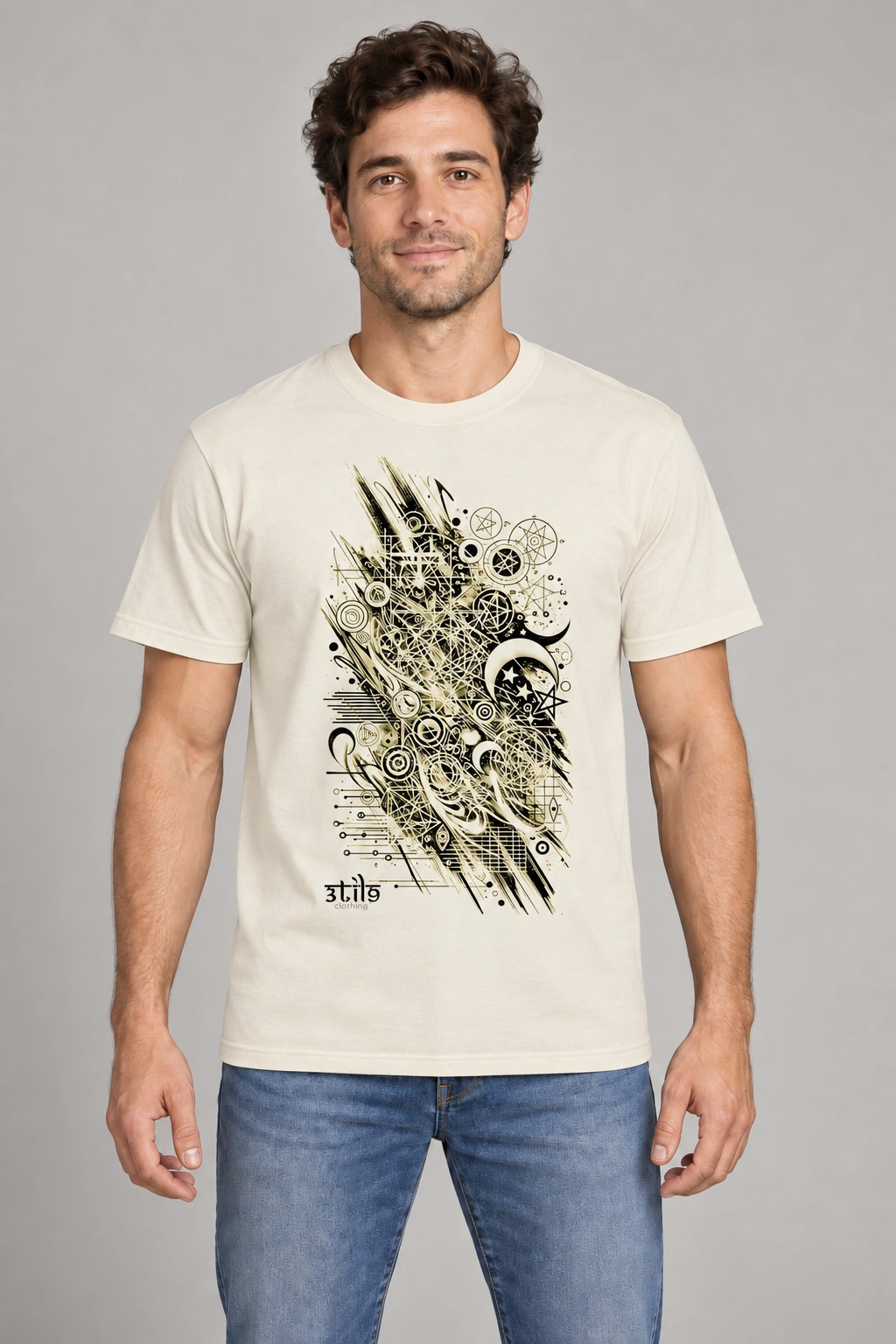 Afterimage Tee — Natural, wearing preview