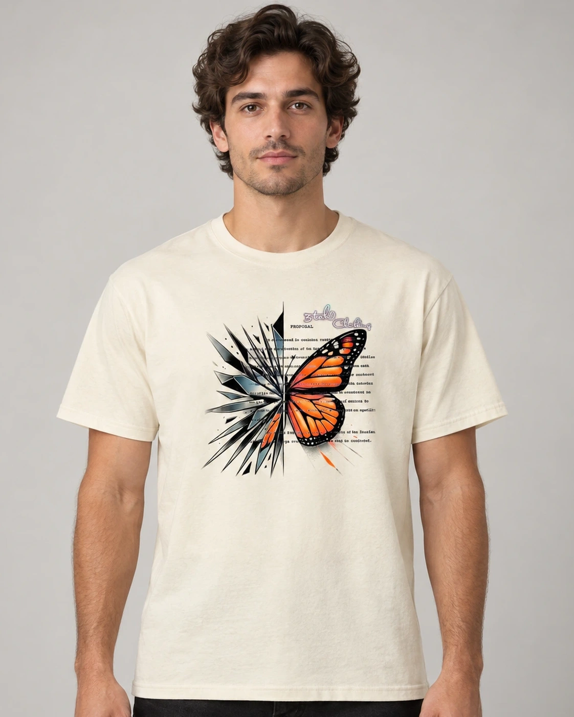 Shattered 2024 Tee - Natural, digital wearing preview