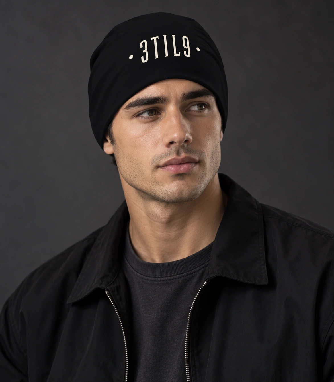 Lunar Stretch - black, generated model illustration of the sublimation beanie