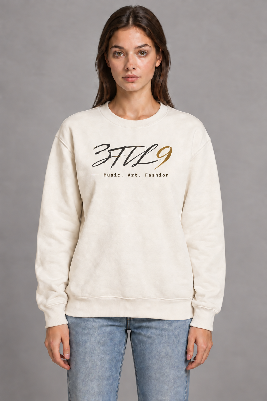 Cursive Studio - Bone, canonical gradient logo and larger left-balanced Music. Art. Fashion; digital preview.